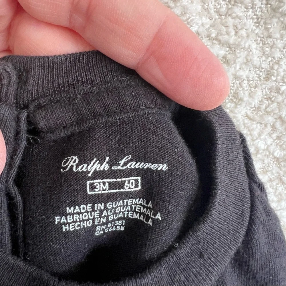Ralph Lauren Baby Infant Black Party Time Bear Short Sleeve‎ Shirt Size 3 Months